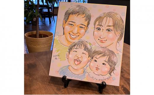 【風のアトリエ】《色紙》似顔絵 2名様分（手描き・色鉛筆） 絵画 インテリア 記念 200006