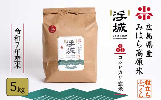 《令和7年》みはら高原米 浮城 ～ こしひかり ～ 玄米5kg お米 米 玄米 ごはん ご飯 広島県 三原市 220003