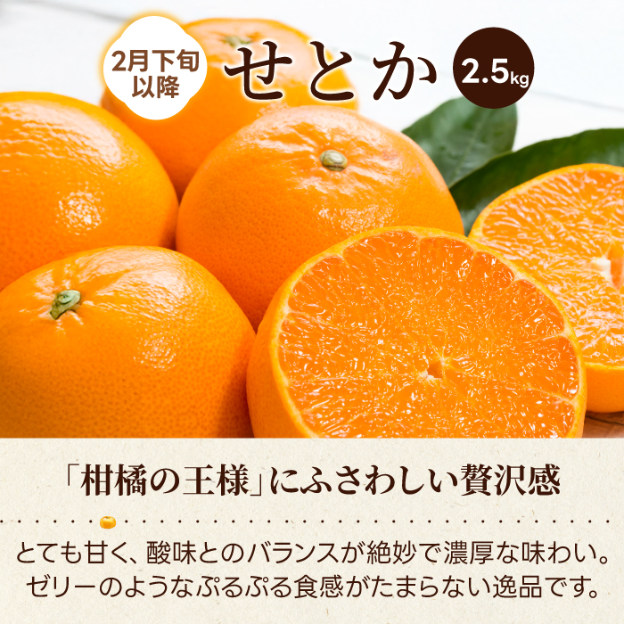 【数量限定☆先行受付】柑橘食べ比べ定期便 せとか 2.5kg・不知火 2kg フルーツ 果物 みかん オレンジ デコポン しらぬい 産地直送 ジューシー 人気 濃厚 T11