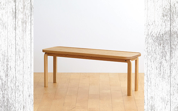 No.659-05 府中市の家具　COCCO Bench　オーク　生地：イエロー