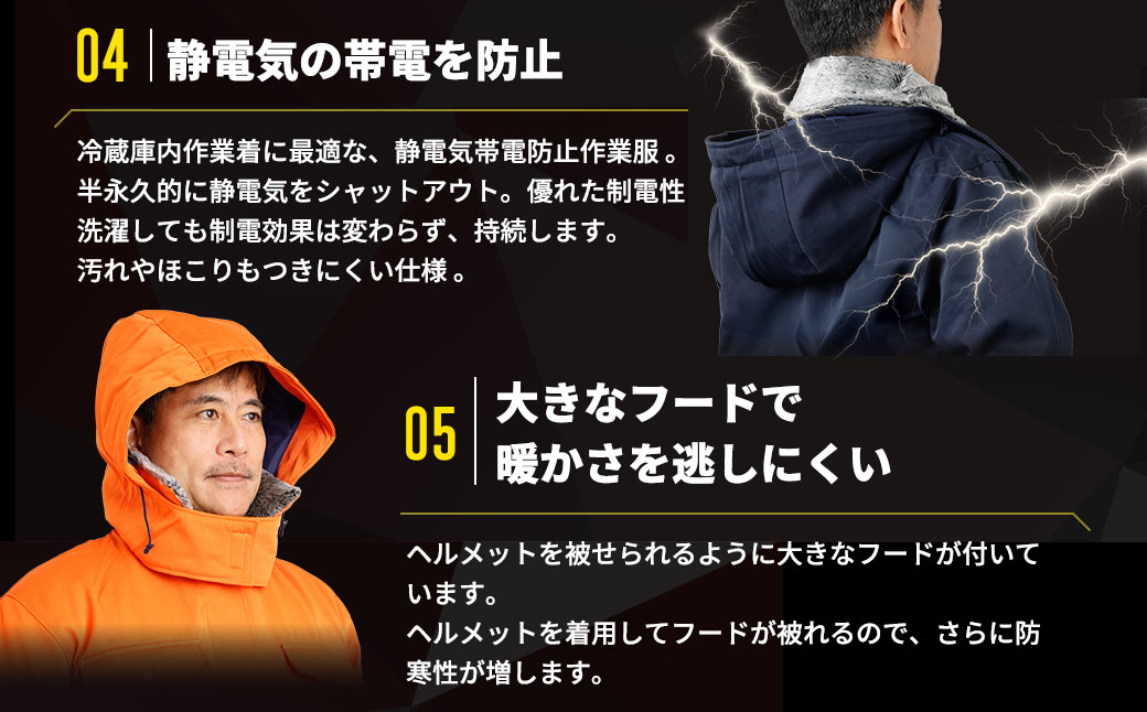 No.1034-06 【-30℃に耐える】冷凍倉庫用防寒コート7300（ネイビー/5L）