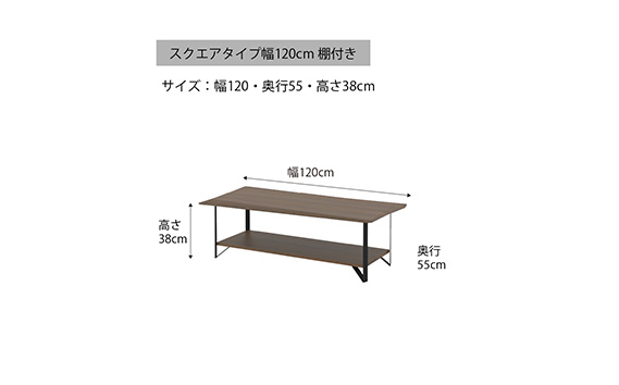 No.654 センターテーブル スクエア 棚付き レヴアンテREC120R