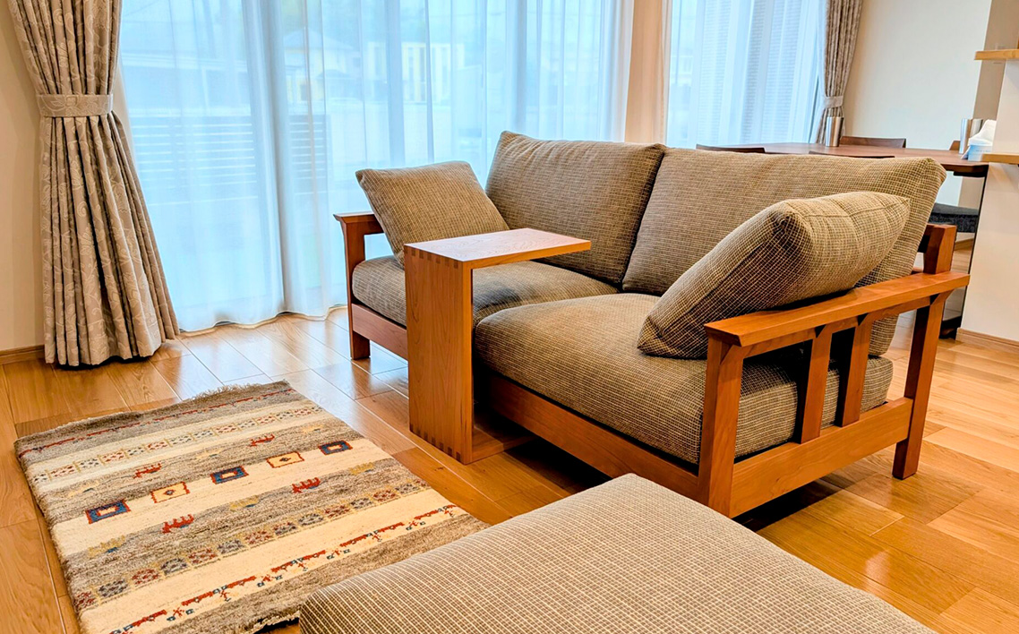 府中家具　コノ字サイドテーブル　ウォールナット No.1192-03