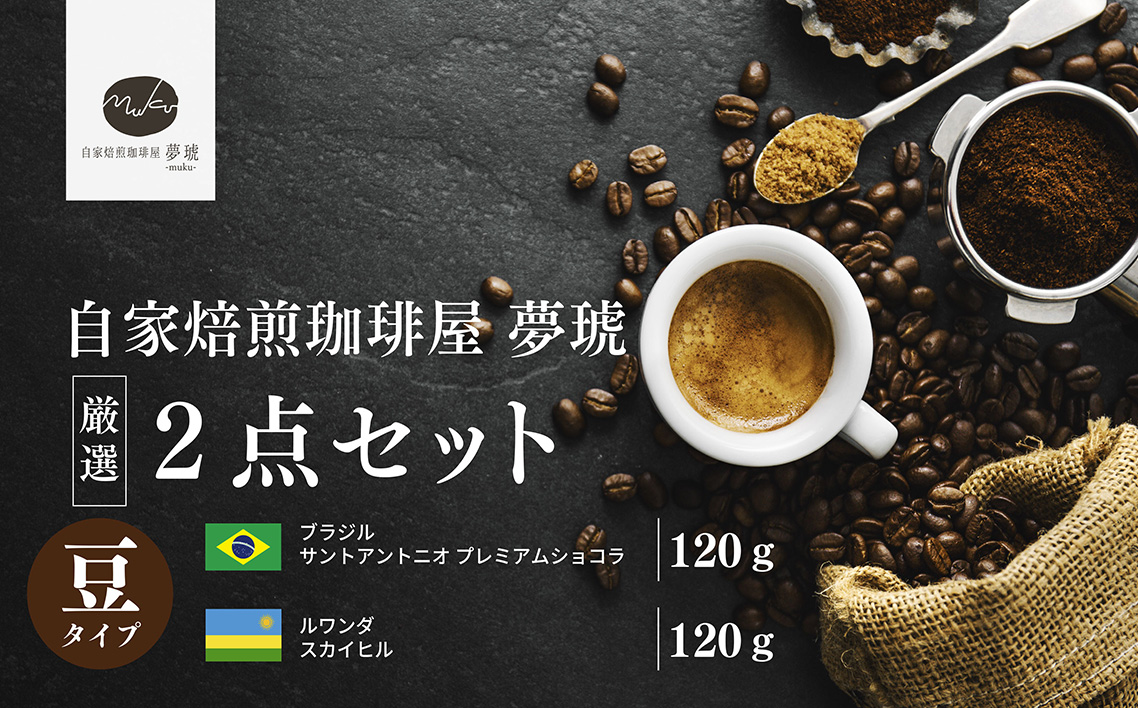 No.1021 府中から世界に発信できる店を【自家焙煎珈琲屋 夢琥】豆2点セット