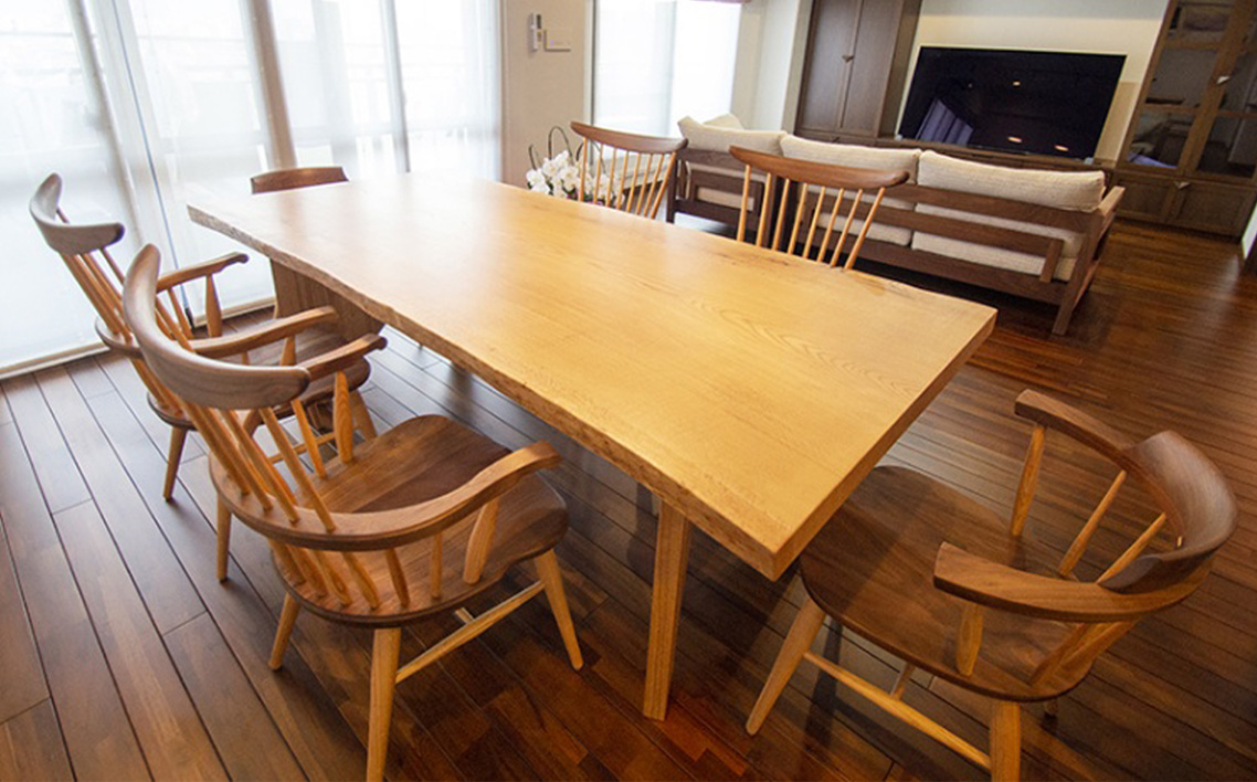 水楢1枚板 テーブル 府中家具 土井木工 No.1194