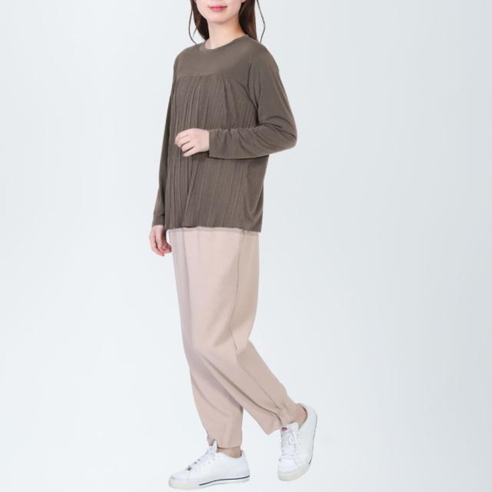 フリー（M〜L） もんぺ レディース ベージュ リヨセル 無地 No.1187-01