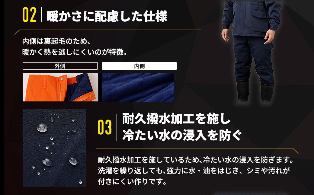 【-30℃対応】冷凍倉庫用防寒ズボンＳ7380（ネイビー/LL） No.1032-03