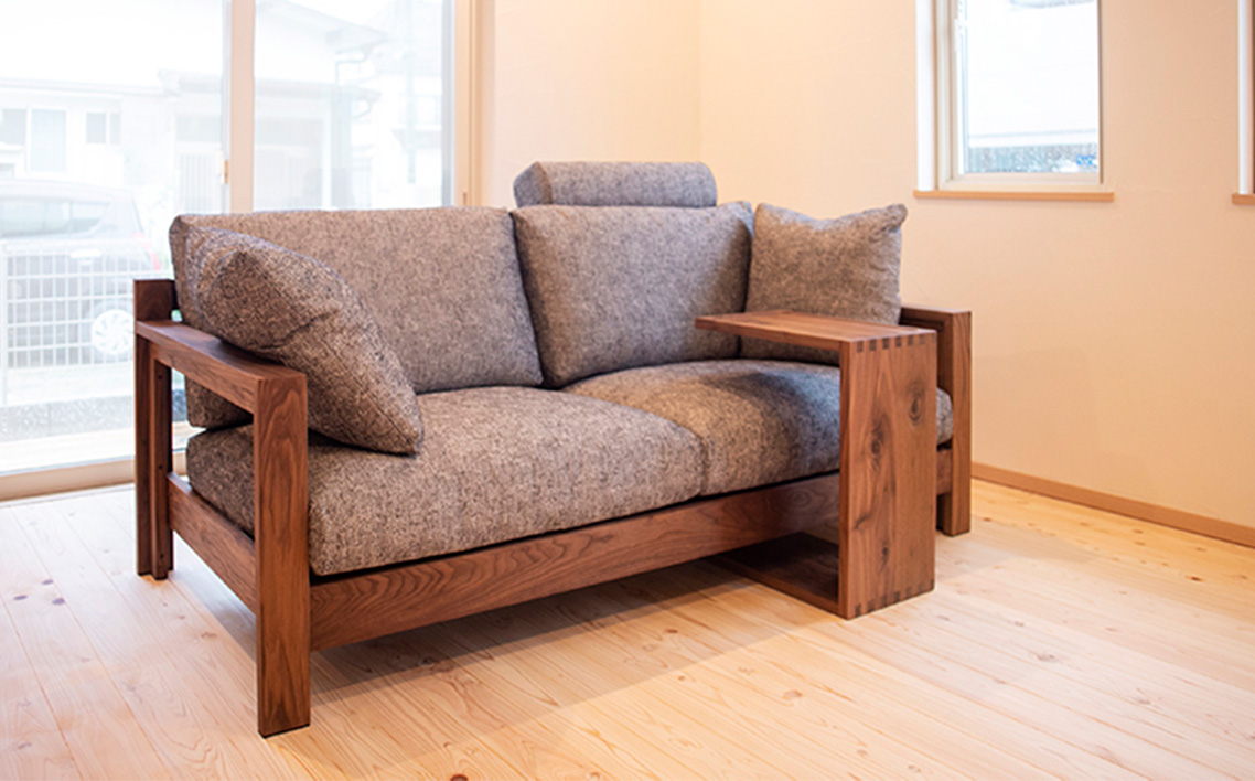 府中家具　コノ字サイドテーブル　ウォールナット No.1192-03