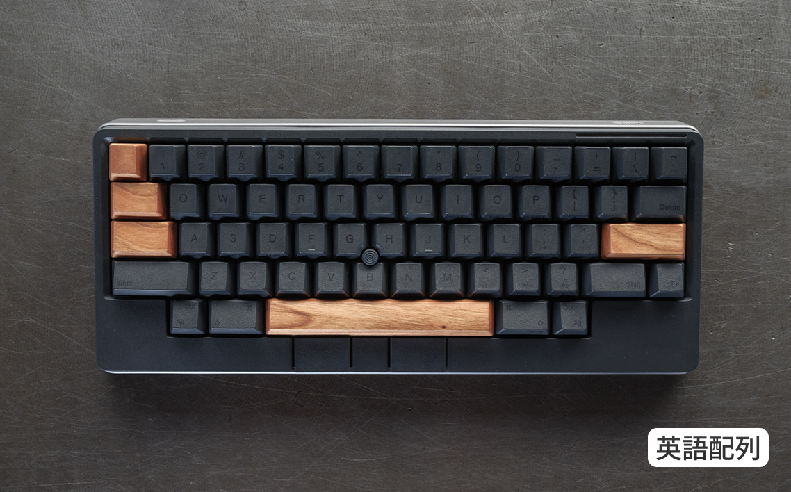 HHKB Studio専用 木製キートップ 英語配列 ブラックチェリー ／ HHKB Studio キートップ 木製キーボード ブラックチェリー 無垢材 キーキャップ 経年変化 カスタムキーボード 静音タイピング 打鍵音改善 タイピング快適化 手触り デスク環境 おしゃれガジェット ナチュラル素材 日本製 精密加工 ハンドメイド 広島県 No.1229-01