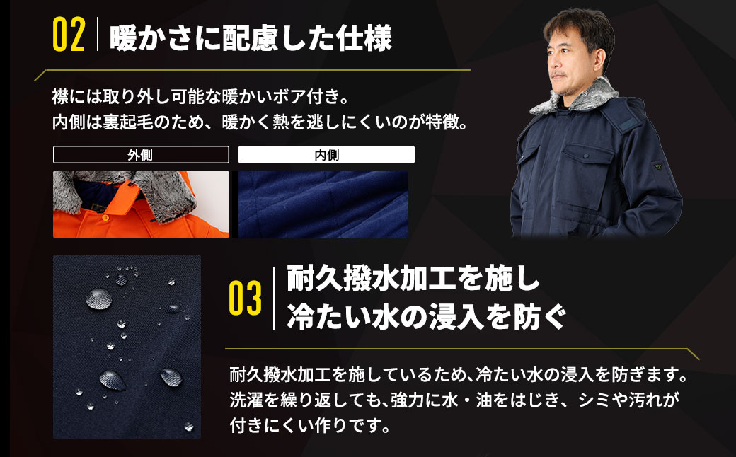 No.1034-06 【-30℃に耐える】冷凍倉庫用防寒コート7300（ネイビー/5L）