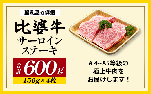 【比婆牛】A5〜A4ランク サーロインステーキ 600g(150g×4枚) | 牛肉 黒毛和牛 ステーキ BBQ バーベキュー