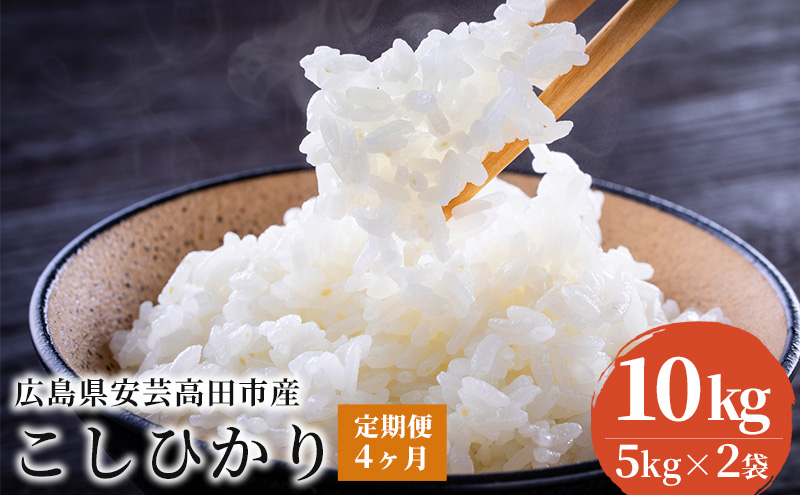 米 【定期便4ヶ月】令和5年 広島県安芸高田市産 こしひかり 10kg（5kg×2袋） お米 コシヒカリ 4ヶ月連続 計40kg 4回 