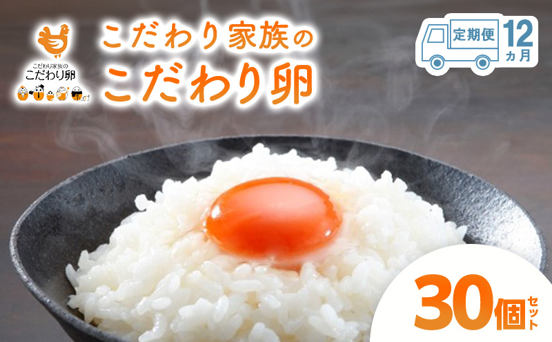 12ヶ月 定期便 こだわり家族のこだわり卵 30個 セット 安芸高田市 たまご 鶏卵 12回