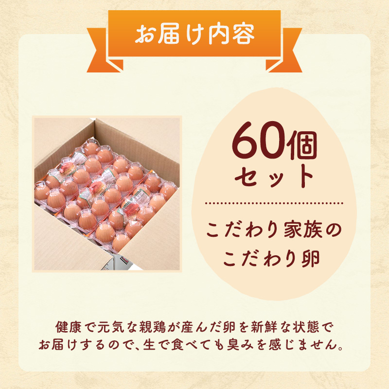 卵 こだわり家族のこだわり卵 60個 セット 広島 安芸高田市 たまご 鶏卵