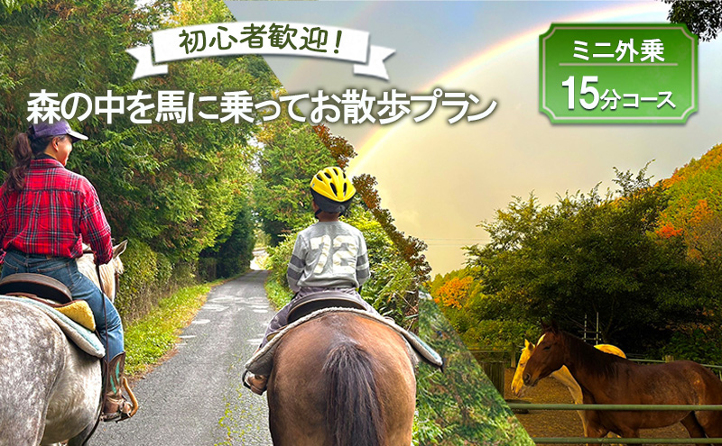 初心者歓迎 森の中を馬に乗ってお散歩プラン(15分)  ミニ外乗 体験 広島 安芸高田市 エオの谷