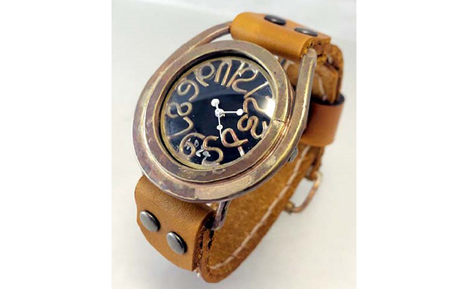 HR24の手作り時計　B（男女兼用）黄茶 ファッション小物 雑貨 日用品