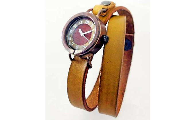 HR24の手作り時計　F（女性用）黄茶 ファッション小物 雑貨 日用品