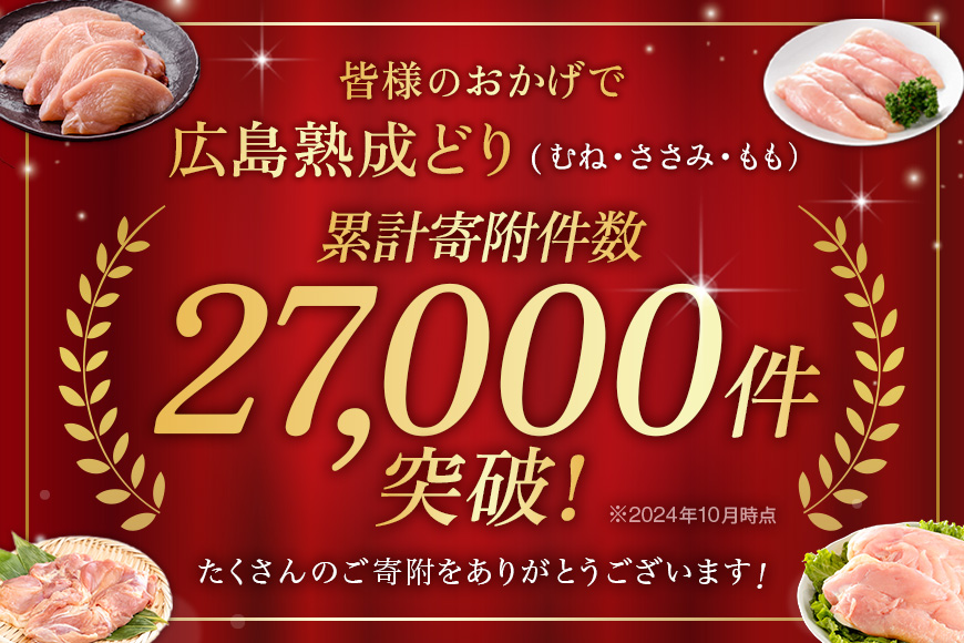 鶏肉 セット 広島熟成どり 8kg ( むね肉 6kg ・ささみ 2kg ) 配達不可：沖縄・離島 胸肉   ササミ