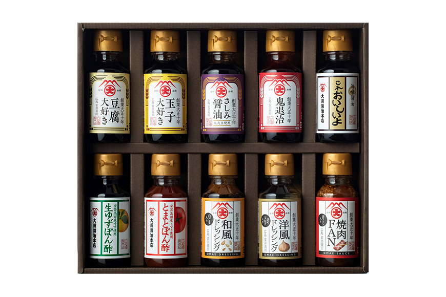 大前醤油おすすめベスト10 100ml×10本 セット 調味料 ギフト 調味料詰め合わせ 調味料セット ぽん酢 ドレッシング ミニボトル 洋風ドレッシング 生れもんぽん酢 とまとぽん酢 