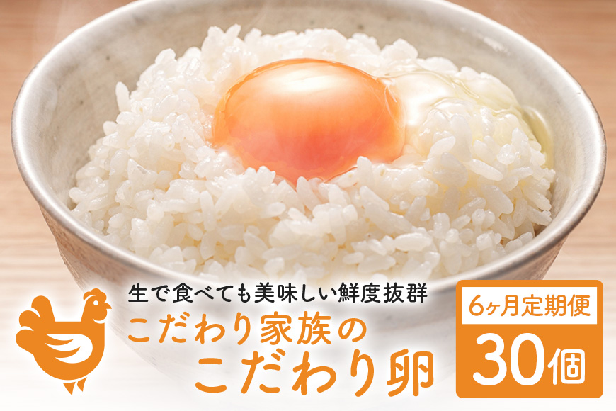 6ヶ月 定期便 こだわり家族のこだわり卵 30個 セット 安芸高田市 たまご 鶏卵 6回