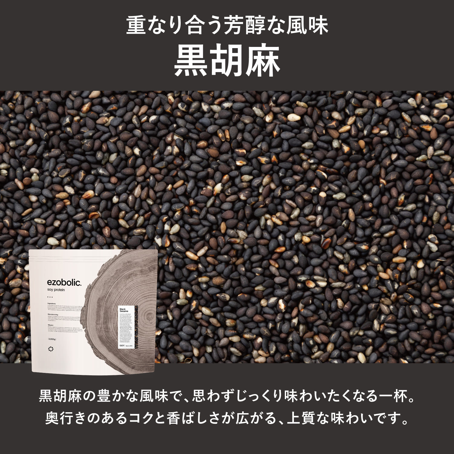 【黒ごま風味】 EZOBOLIC ソイプロテイン 3kg