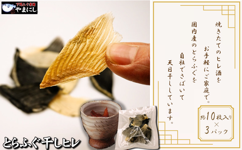 【7営業日以内発送】 とらふぐ 干しひれ 10枚入 × 3パック ヒレ酒 用 ふぐ 日本酒 熱燗 酒 下関 山口