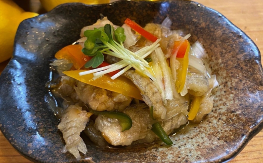 訳あり 老舗居酒屋 DELICHA 山口県 産地魚 南蛮漬け 約450g（約150g×3パック）　【山口県 宇部市 老舗 居酒屋 地元 人気 おばんざい 冷凍 一品 真空パック 急速冷凍 おつまみ 一番 人気 ビール あて 一品 自然 解凍 湯せん 品質 味良し 地魚 南蛮漬け 日本海 海の幸 おたのしみ】