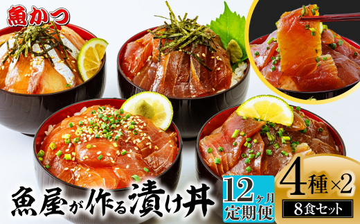 【12ヶ月 定期便】漬け丼 4種×2パック 計8食セット
