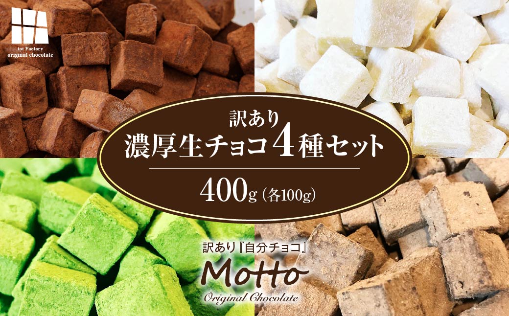 訳あり 自分チョコ 濃厚生チョコレート 4種セット 各味100g