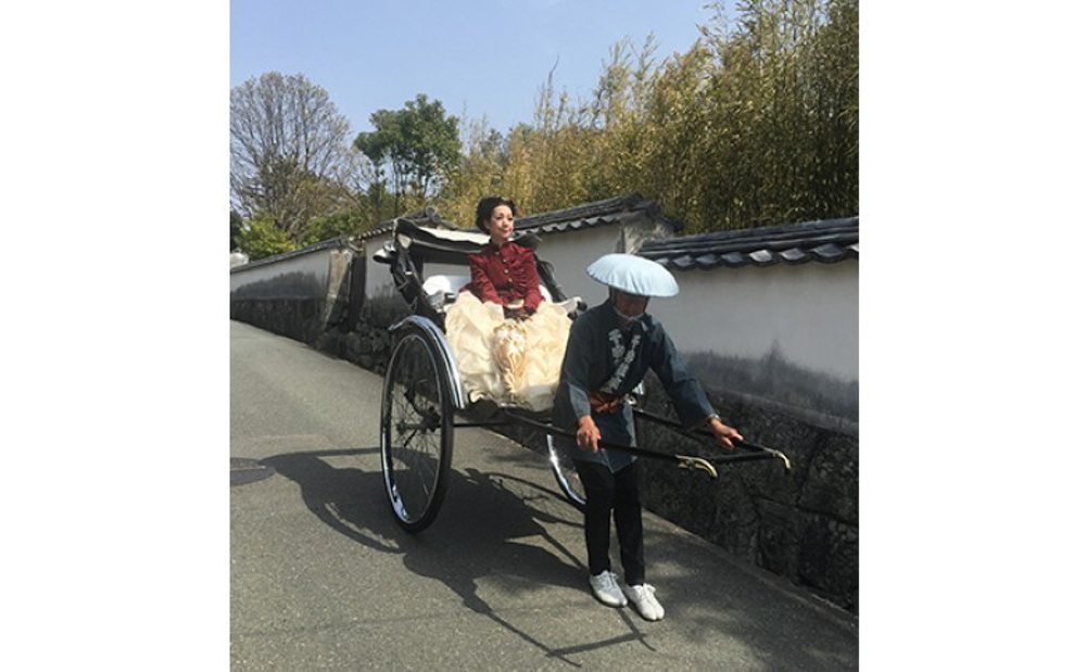 萩で貴婦人の体験を！萩城下町人力車体験 真珠コース