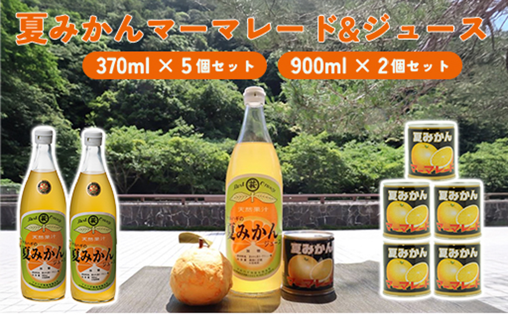 みかん 加工品 セット 萩名産 夏みかん マーマレード 370g×5個 ＆ 夏みかん ジュース 900ml×2本 柑橘類