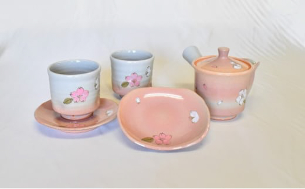萩焼 御本手桜散し茶器揃い