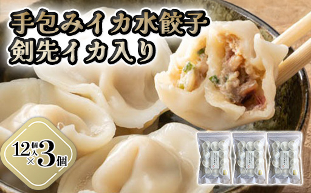 「人気・手包みイカ水餃子」【12個入】×3パック 剣先イカ専門店オリジナル