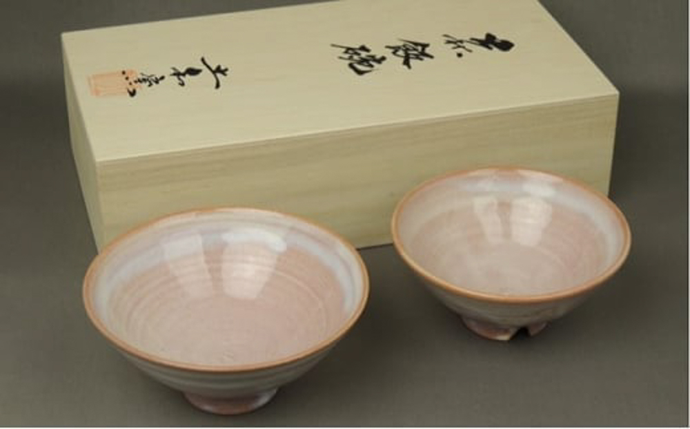 萩焼 萩紫夫婦飯碗