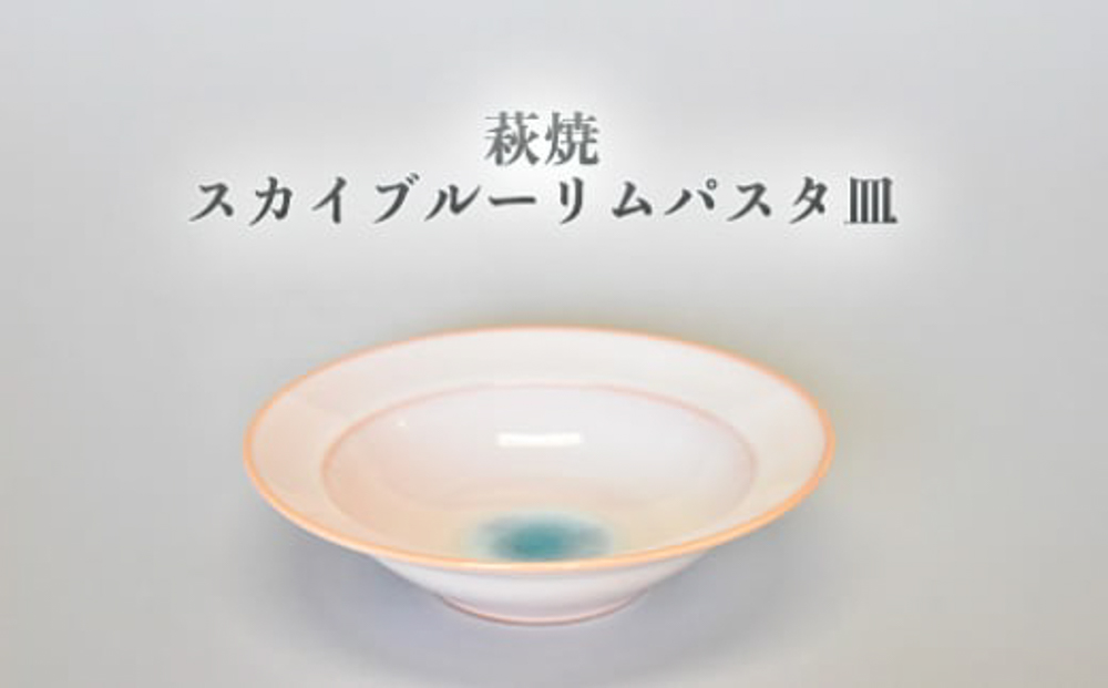 萩焼 スカイブルーリムパスタ皿
