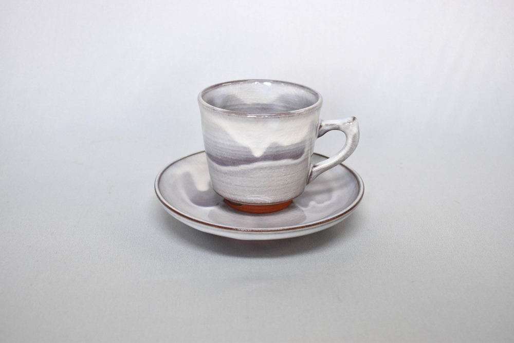 萩焼 萩むらさきコーヒーカップ (角)