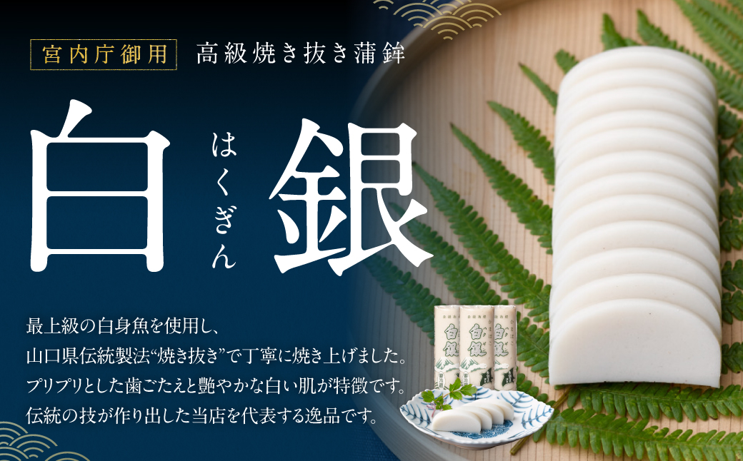創業大正八年 白銀本舗 詰め合わせ「白銀10本入り」 株式会社杉本利兵衛本店 山口県 防府市 C-F04 かまぼこ 蒲鉾 焼き抜き 練り物 白身魚 老舗 山口名産 特産品 贈り物 おつまみ