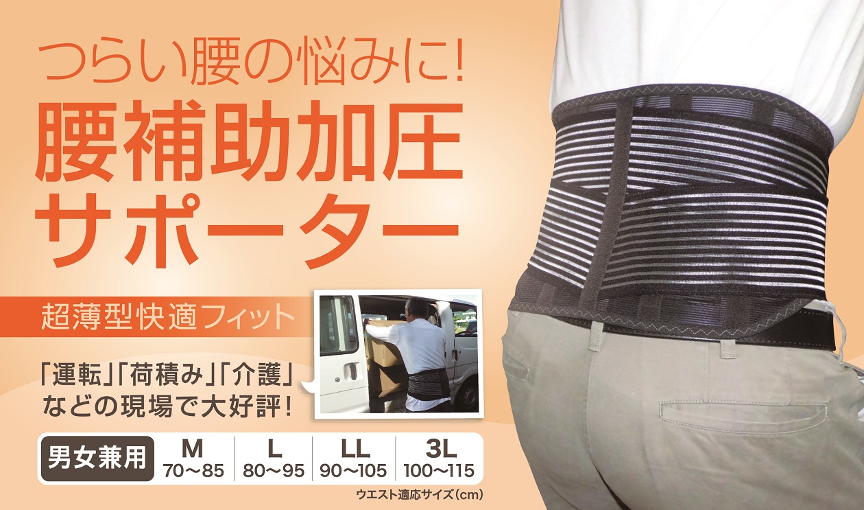 腰補助サポーターLサイズ 株式会社シーエス 山口県 防府市 B-D21 腰痛 ベルト 骨盤ベルト コルセット 二重ベルト 蒸れない メッシュ 腰用 サポート 幅広 姿勢 介護 日本製