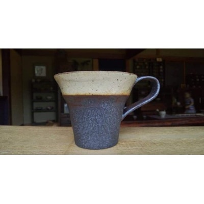 山口県の土の器　掛け分けマグカップ　粉引白【1248725】