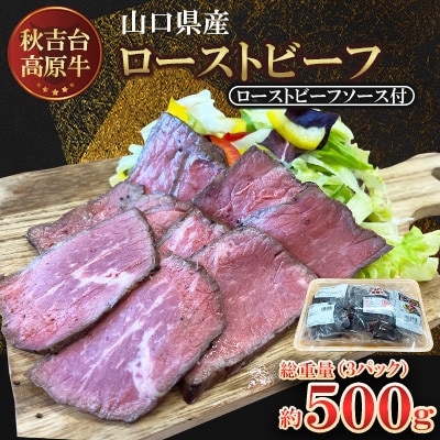 【秋吉台高原牛】もも肉のローストビーフ　3パック合計約500g【配送不可地域：離島】【1564951】