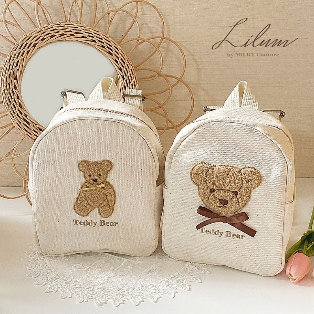 お名前刺繍入り もこもこテディベア ベビーリュック 株式会社リリーレーヴ 山口県 防府市 B-B17 名入れ 刺繍 出産祝い 1歳 誕生日 くま もこもこ
