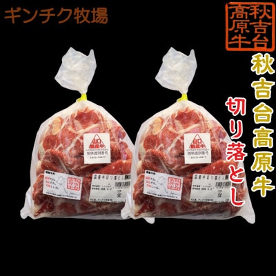 秋吉台高原牛 切り落とし 合計約1kg (約500g×2)【配送不可地域：離島】【1493584】