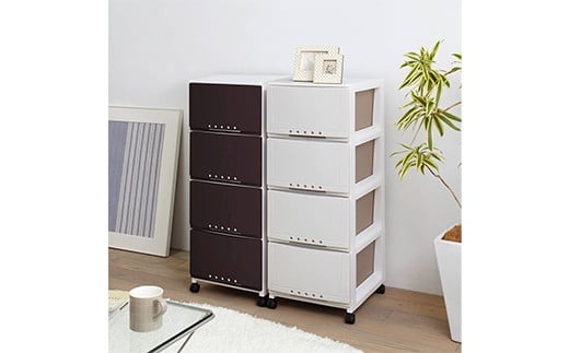 プロフィックス ルームケース 3404 ブラウン （4904746066763） 多段収納チェスト4段 ／ ルームケース インテリア キャスター付き 収納 チェスト プラスチック  雑貨 F6L-430