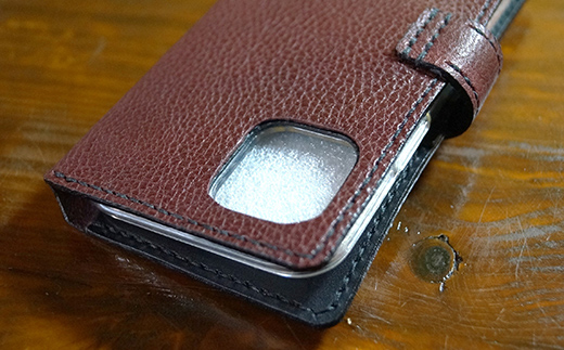 本革製手帳型iPhoneカバー iPhone11 Pro用 ＜ネイビー＞ 国産牛ヌメ革 スマホ 手帳型 カバー iPhone iPhone11 Pro 本革 レザー 革製品 ネイビー  ファッション小物 服飾品 ファッション F6L-272