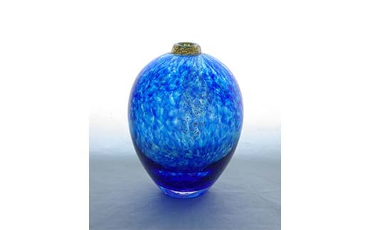 ＜ガラス作家 西川 慎＞花入れ「宙-Sora-」 吹きガラス 硝子 ガラス 花器 花瓶 西川慎 贈り物 ギフト  工芸品 F6L-108