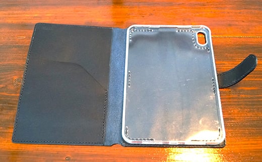 本革製手帳型iPad miniカバー （iPad mini６用）ネイビー  ファッション F6L-393