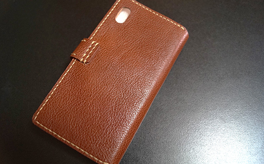 本革製手帳型iPhoneカバー iPhoneX用 ＜ブラウン＞ 国産牛ヌメ革 スマホ 手帳型 カバー iPhone iPhoneX 本革 レザー 革製品 ハンドメイド ブラウン  ファッション小物 服飾品 ファッション F6L-232