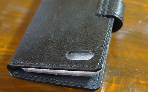 本革製手帳型iPhoneカバー iphone7/8用 ＜ダークブラウン＞ 国産牛ヌメ革 スマホ 手帳型 カバー iPhone iphone7 iphone8 本革 レザー 革製品 ハンドメイド ダークブラウン  ファッション小物 服飾品 ファッション F6L-221