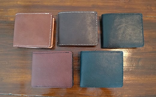 本革製二つ折り札入れ (コインケースなし)＜レッド＞ ハンドメイド 国産牛ヌメ革 二つ折り 札入れ 財布 本革 レザー 革製品 贈り物 ギフト レッド  ウォレット サイフ ファッション F6L-289