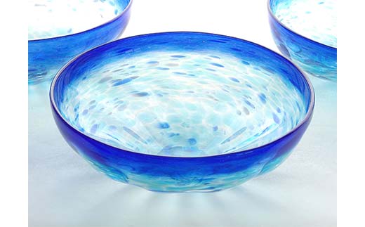 ＜ガラス作家 池本美和＞ペアボウル「Ringing Blue」 吹きガラス 硝子 ガラス ボウル セット 池本美和 贈り物 ギフト  工芸品 F6L-482